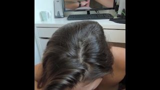 Stepsister helped him to cum in her throat TWICE!